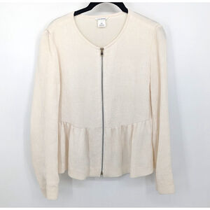 Club Monaco Ivory Textured Peplum Jacket‎ Womens Small